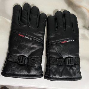 WINTER FLEECE LINED FAUX LEATHER MOSHI SPORTS SURE GRIP OUTDOOR BLACK GLOVES MEN